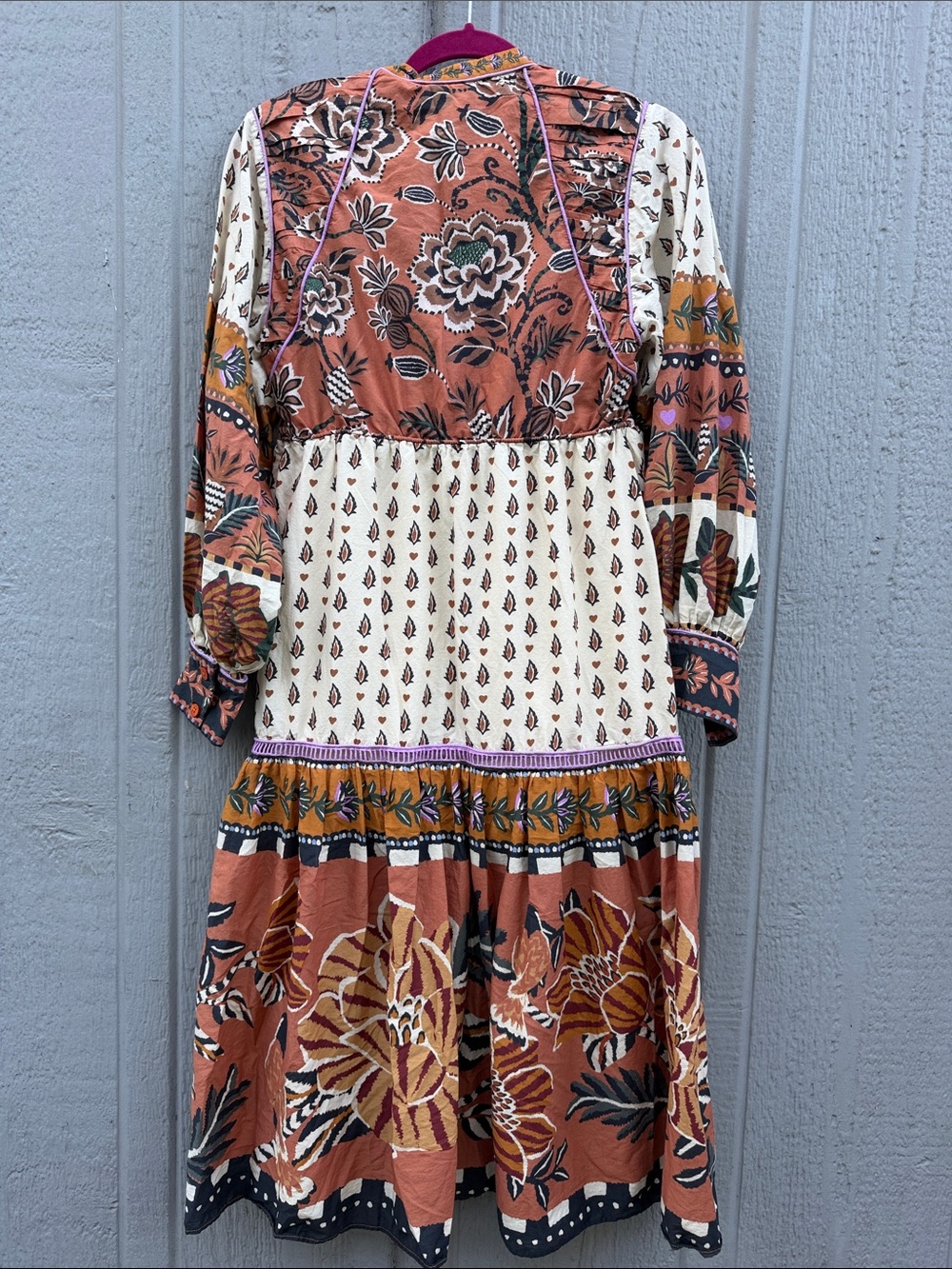 FARM Rio Ainika Floral Patchwork Tiered Boho Midi Dress Size: XS - Picture 10 of 12